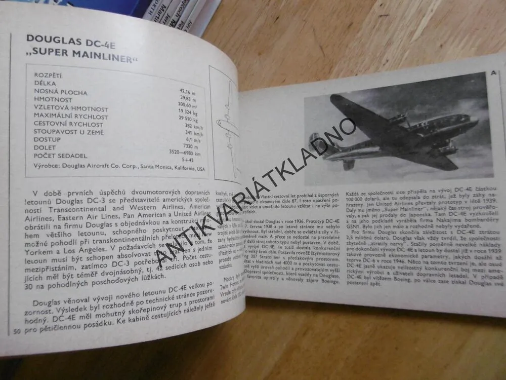 ATLAS LETADEL, ČTYŘMOTOROVÁ A VĚTŠÍ PÍSTOVÁ DOPRAVNÍ LETADLA, NĚMEČEK, NADAS, **an