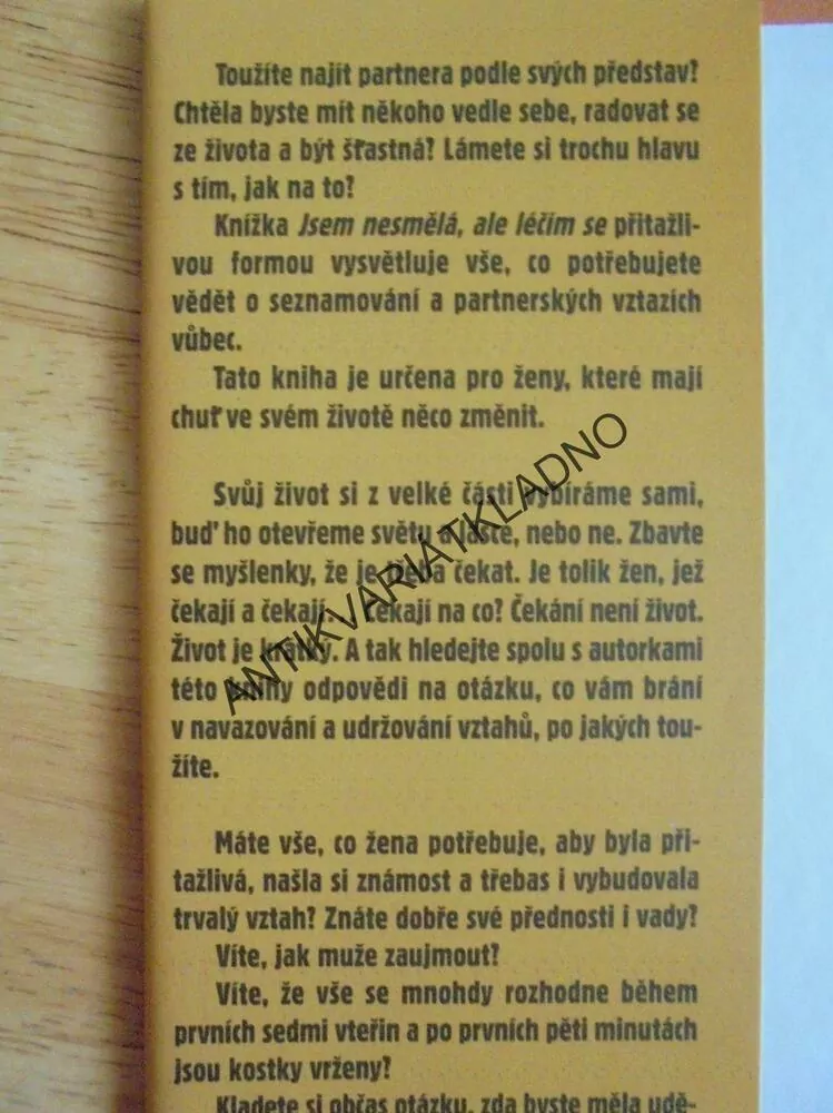 JSEM NESMĚLÁ, ALE LÉČÍM SE, PRŮVODCE SEZNAMOVÁNÍM, **an