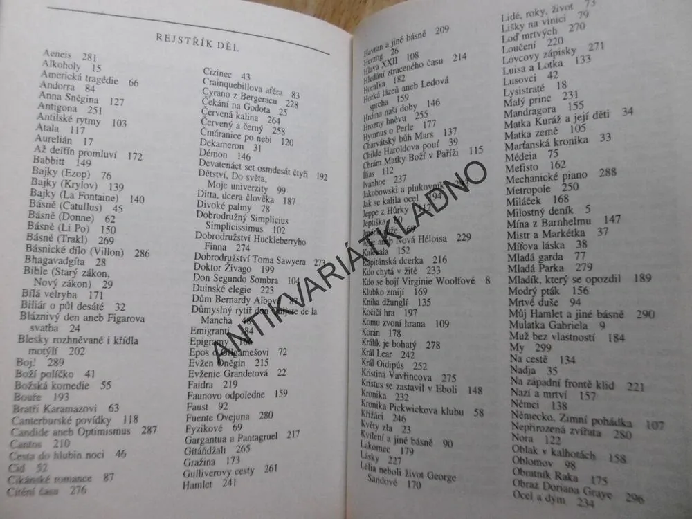 SVĚTOVÁ ŠKOLNÍ ČETBA NA DLANI, OBSAHY Z DĚL 300 SPISOVATELŮ, **an