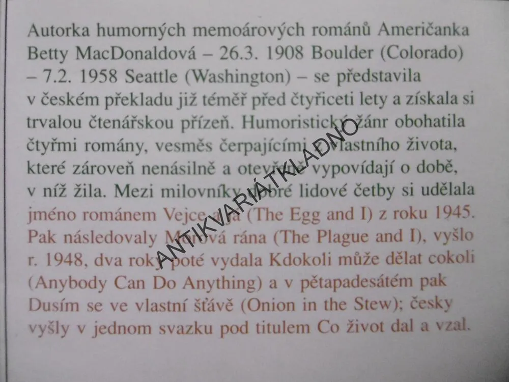 CO ŽIVOT DAL A VZAL, BETTY MACDONALDOVÁ