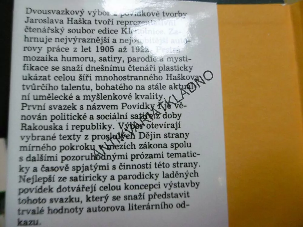 POVÍDKY, 1-2, JAROSLAV HAŠEK, **an