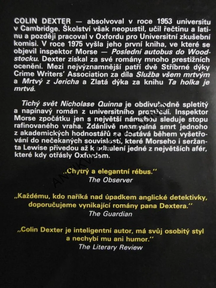 TICHÝ SVĚT NICHOLASE QUINNA, COLIN DEXTER, **an