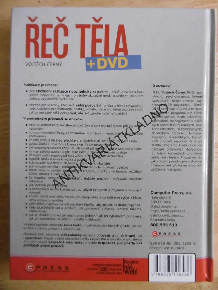 ŘEČ TĚLA, NEVERBÁLNÍ KOMUNIKACE PRO OBCHODNÍKY BĚŽNÝ ŽIVOT, VOJTĚCH ČERNÝ, VČETNĚ DVD,