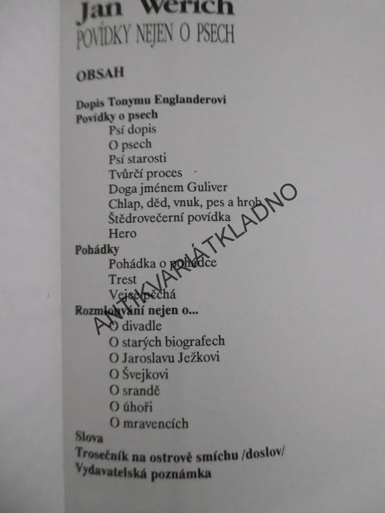 POVÍDKY NEJEN O PSECH, JAN WERICH, **an