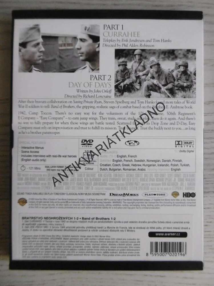BAND OF BROTHERS, 3-4, DVD FILM POUZE ČESKÉ TITULKY
