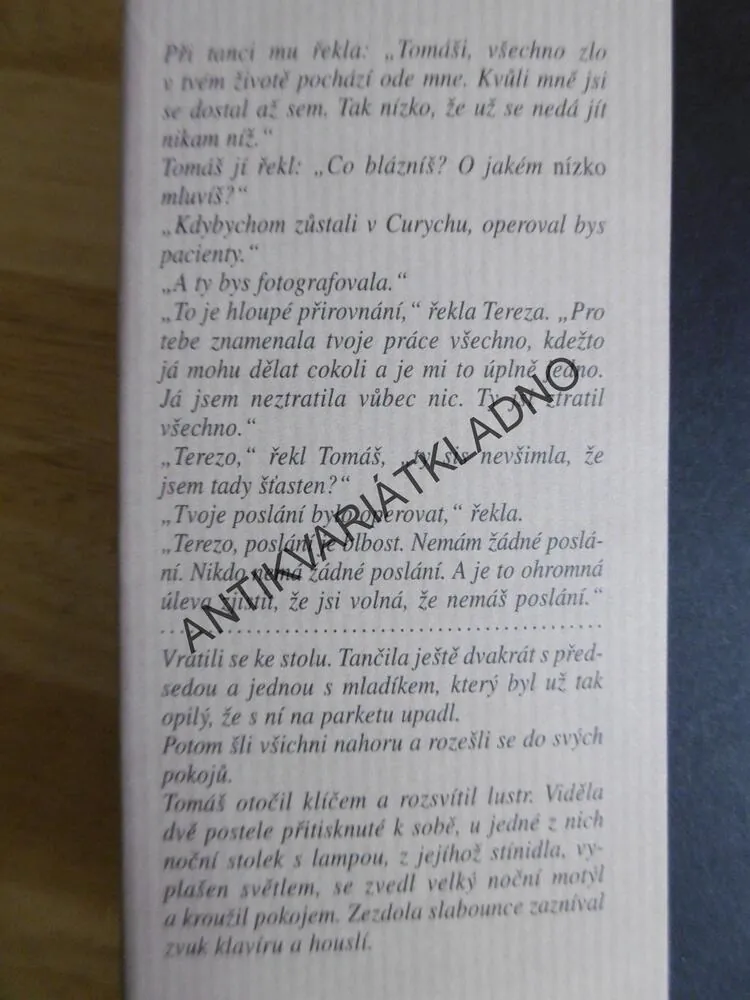NESNESITELNÁ LEHKOST BYTÍ, MILAN KUNDERA, 2006,, **an