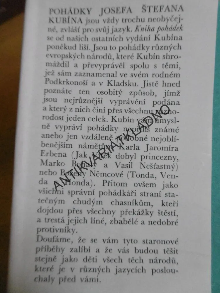 KNIHA POHÁDEK, JOSEF ŠTEFAN KUBÍN, JOSEF LADA, 1976, **an