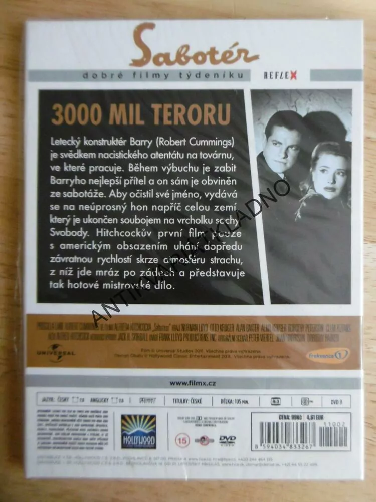 SABOTÉR, ALFRED HITCHCOCK, DVD FILM