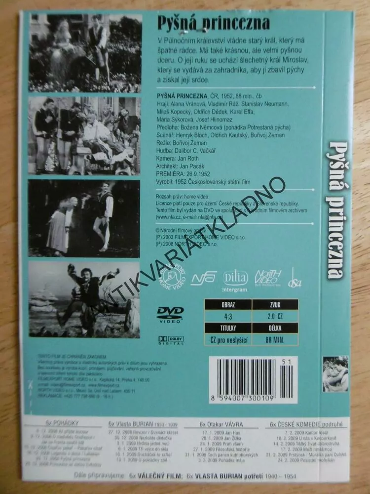 PYŠNÁ PRINCEZNA, DVD FILM 