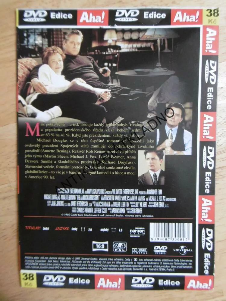 AMERICKÝ PREZIDENT, MARTIN SHEEN, MICHAEL J.FOX, DOUGLAS, BENING, DVD FILM