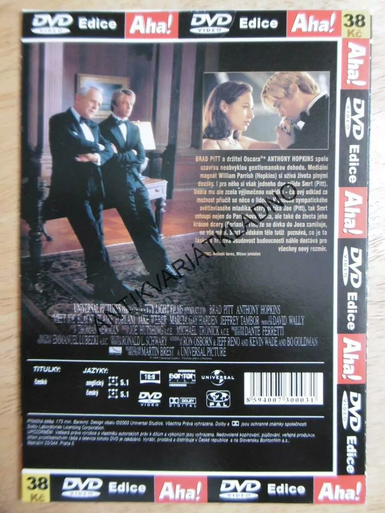 SEZNAMTE SE, JOE BLACK, BRAD PITT, ANTHONY HOPKINS, DVD FILM