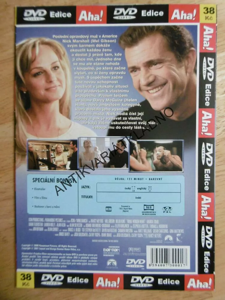 PO ČEM ŽENY TOUŽÍ, MEL GIBSON, HELEN HUNT, DVD FILM