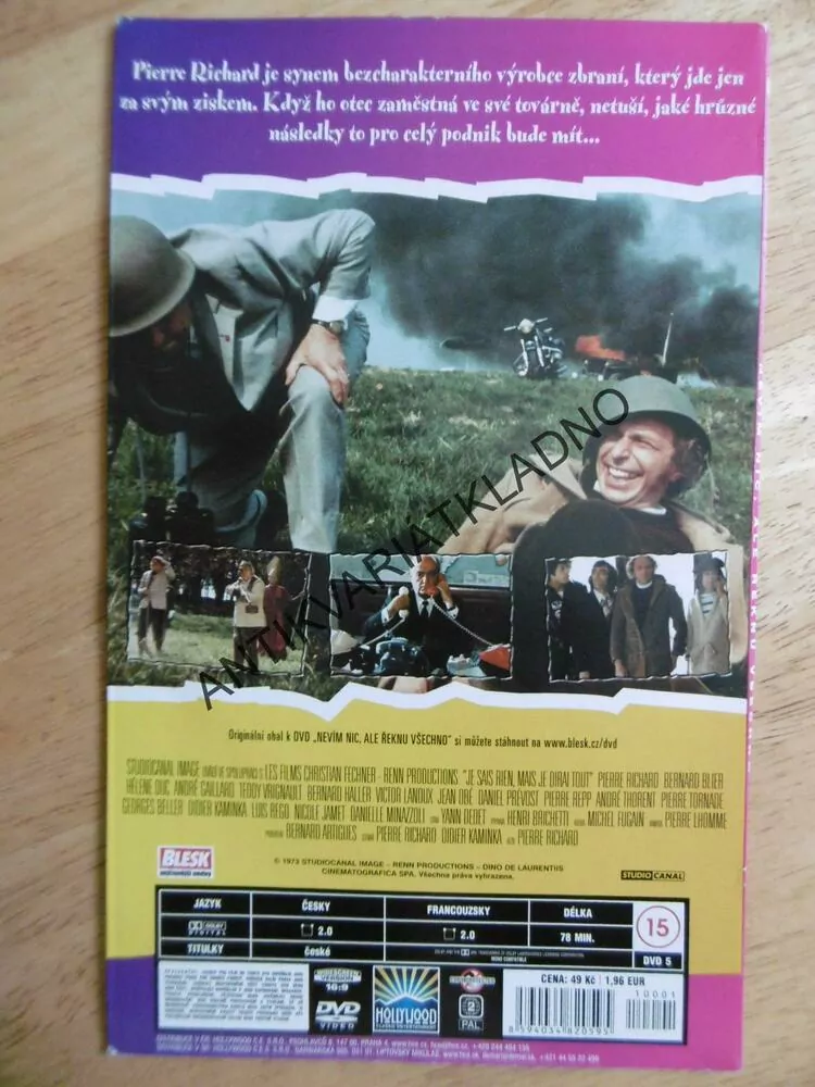NEVÍM NIC, ALE ŘEKNU VŠECHNO, PIERRE RICHARD, DVD FILM