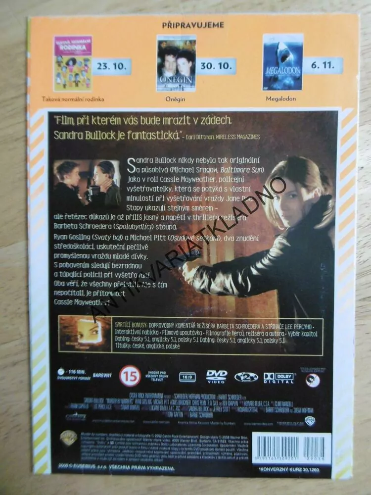 VZOREC PRO VRAŽDU, DVD FILM
