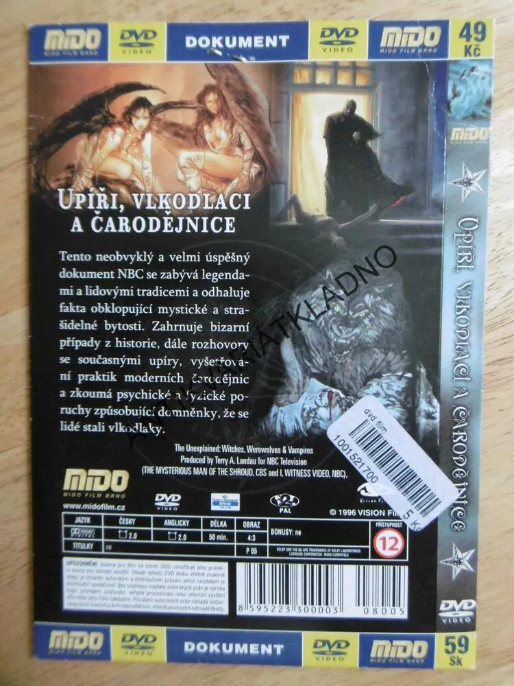 UPÍŘI, VLKODLACI A ČARODĚJNICE, DVD FILM DOKUMENT