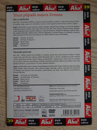 TŘICET PŘÍPADŮ MAJORA ZEMANA, DÍL Č. 21-22, DVD FILM