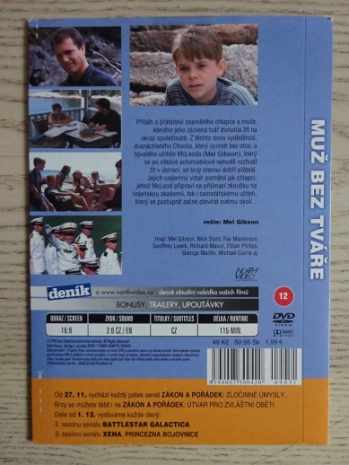 MUŽ BEZ TVÁŘE, DVD FILM