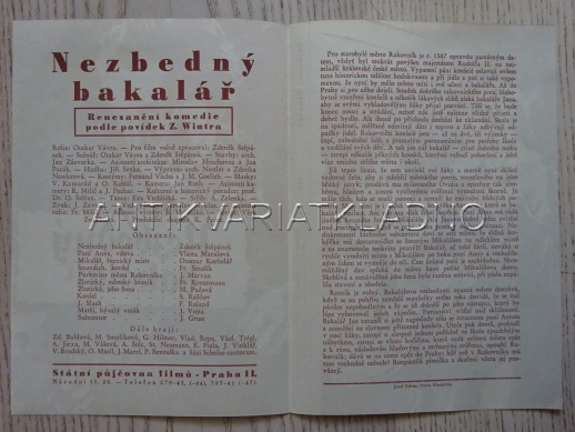 NEZBEDNÝ BAKALÁŘ, Z. ŠTĚPÁNEK, FILMOVÝ PROGRAM 87