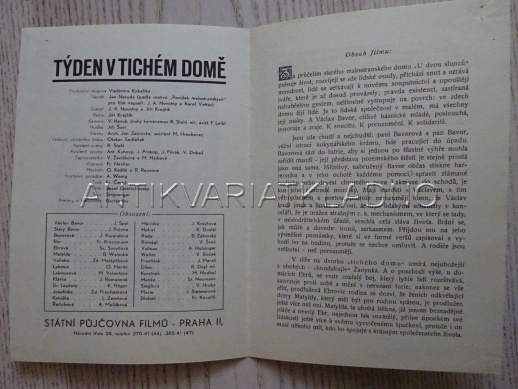 TÝDEN V TICHÉM DOMĚ, J. PRŮCHA, FILMOVÝ PROGRAM 102