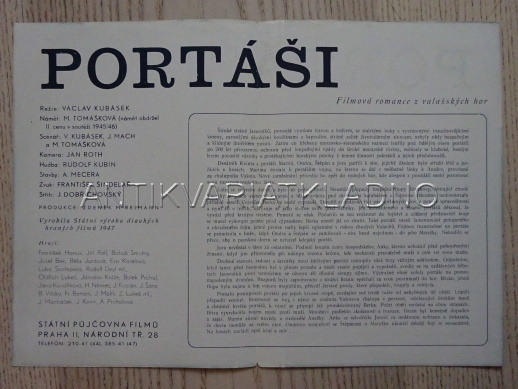PORTÁŠI, F. HANUS, FILMOVÝ PROGRAM 109