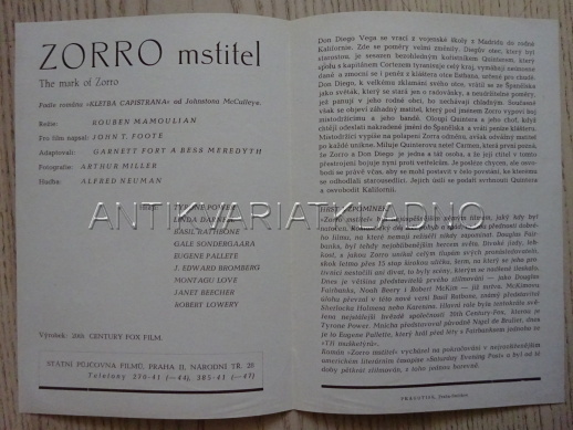 ZORRO MSTITEL, T. POWER, FILMOVÝ PROGRAM 135