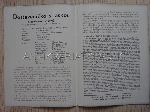 DOSTAVENÍČKO S LÁSKOU, CH. BOYER, FILMOVÝ PROGRAM 136