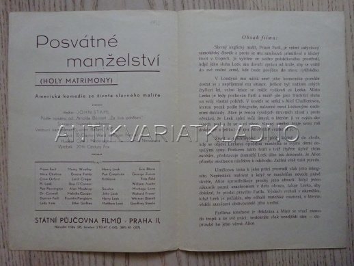POSVÁTNÉ MANŽELSTVÍ, FILMOVÝ PROGRAM 147