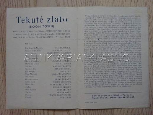 TEKUTÉ ZLATO, C. GABIES, S. TRACY, FILMOVÝ PROGRAM 156