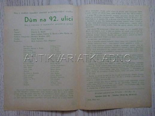DŮM NA 92. ULICI, L. NOLAN, FILMOVÝ PROGRAM 161