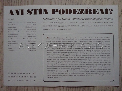 ANI STÍN PODEZŘENÍ?, J. COTTEN, FILMOVÝ PROGRAM 164