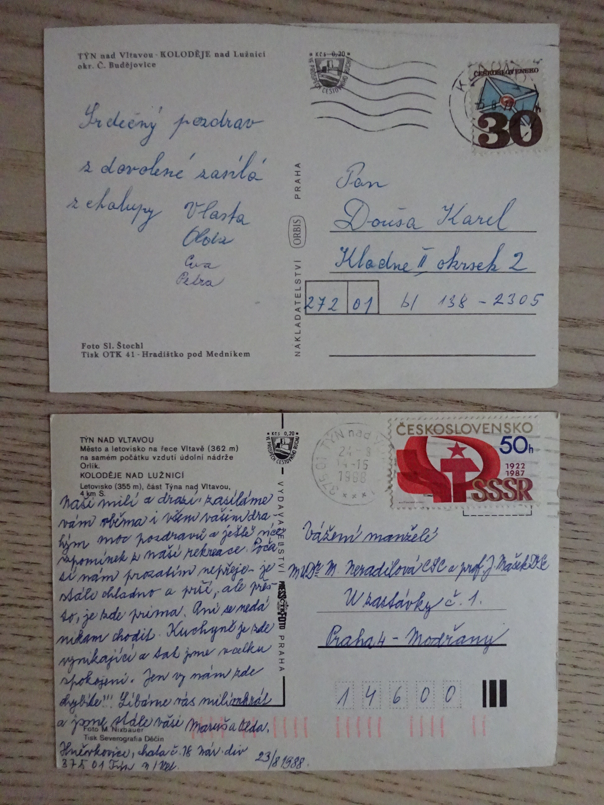 TÝN NAD VLTAVOU, KOLODĚJE NAD LUŽNICÍ, OKRES ČESKÉ BUDĚJOVICE, 2 KUSY