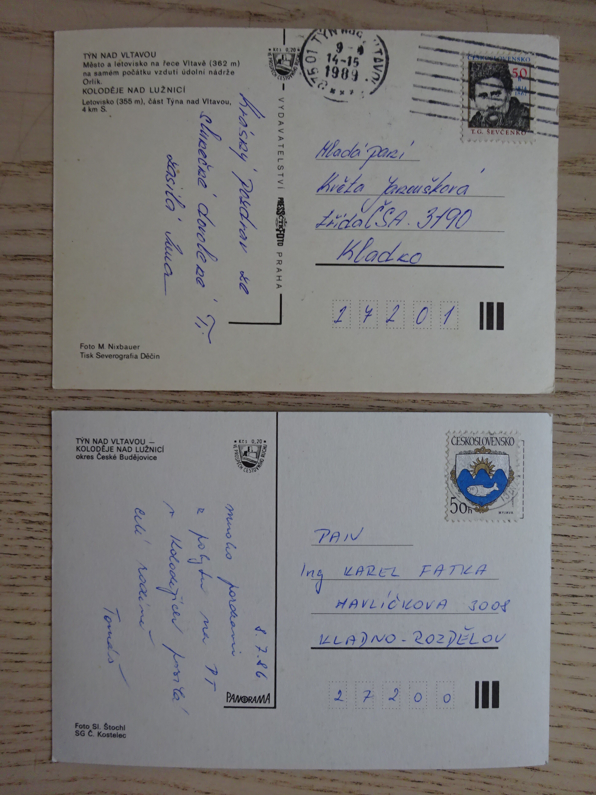 TÝN NAD VLTAVOU, KOLODĚJE NAD LUŽNICÍ, OKRES ČESKÉ BUDĚJOVICE, 2 KUSY