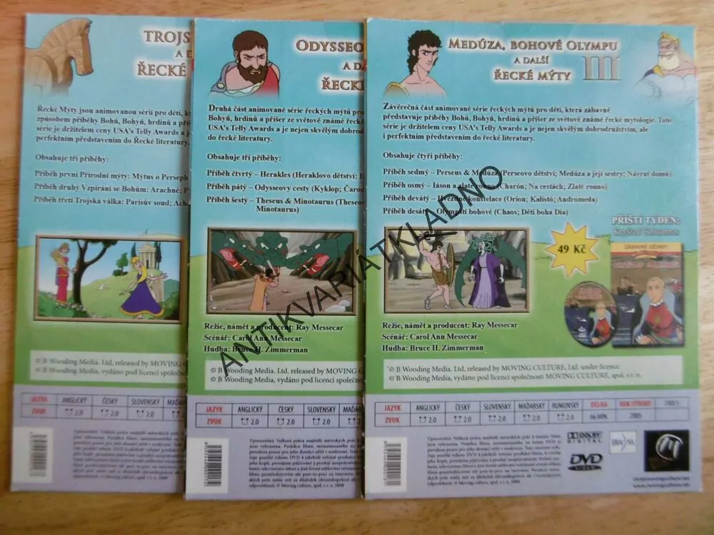 POHÁDKOVÉ ŘECKÉ MÝTY,ODYSSEOVA CESTA,MEDÚZA,TROJSKÝ KŮŇ, DVD FILM 