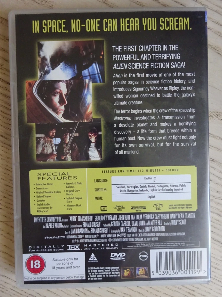 ALIEN, VETŘELEC, DVD FILM