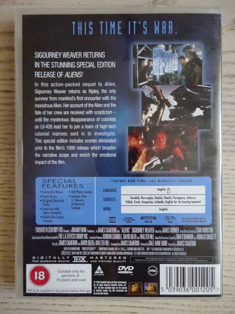 ALIENS, VETŘELECI, DVD FILM