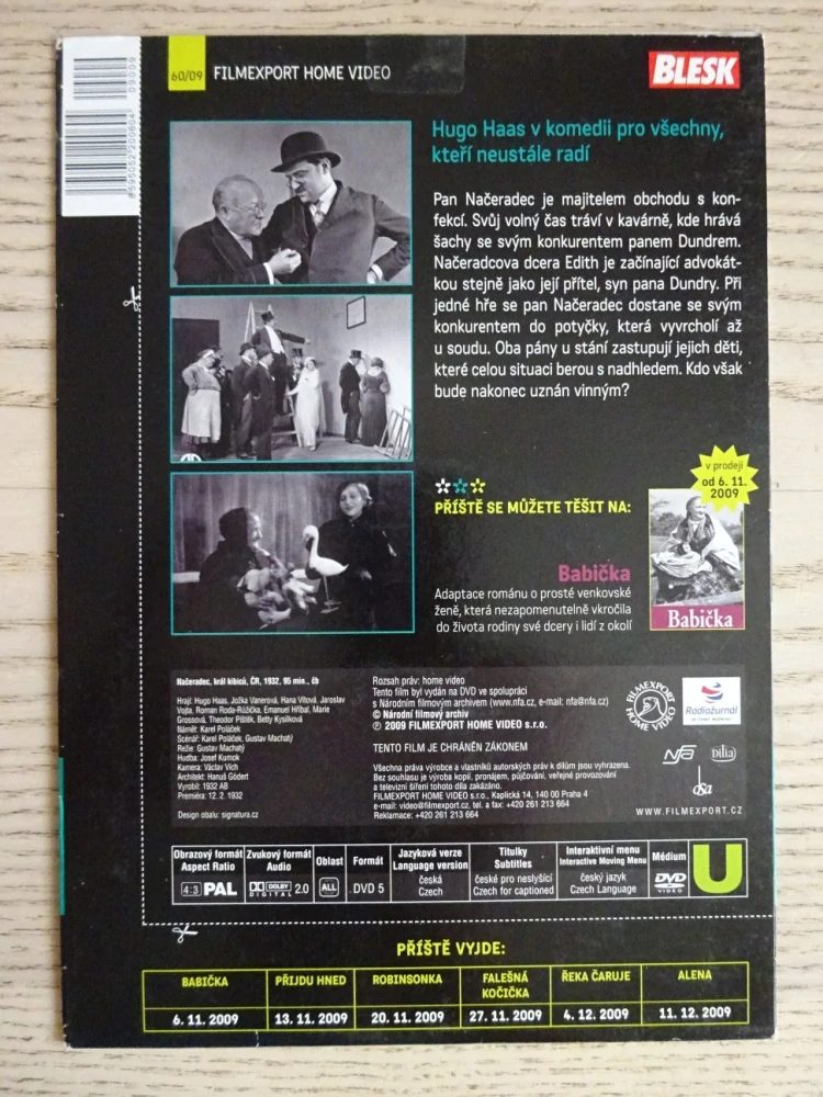 NAČERADEC, KRÁL KIBICŮ, HUGO HAAS, DVD FILM ČR