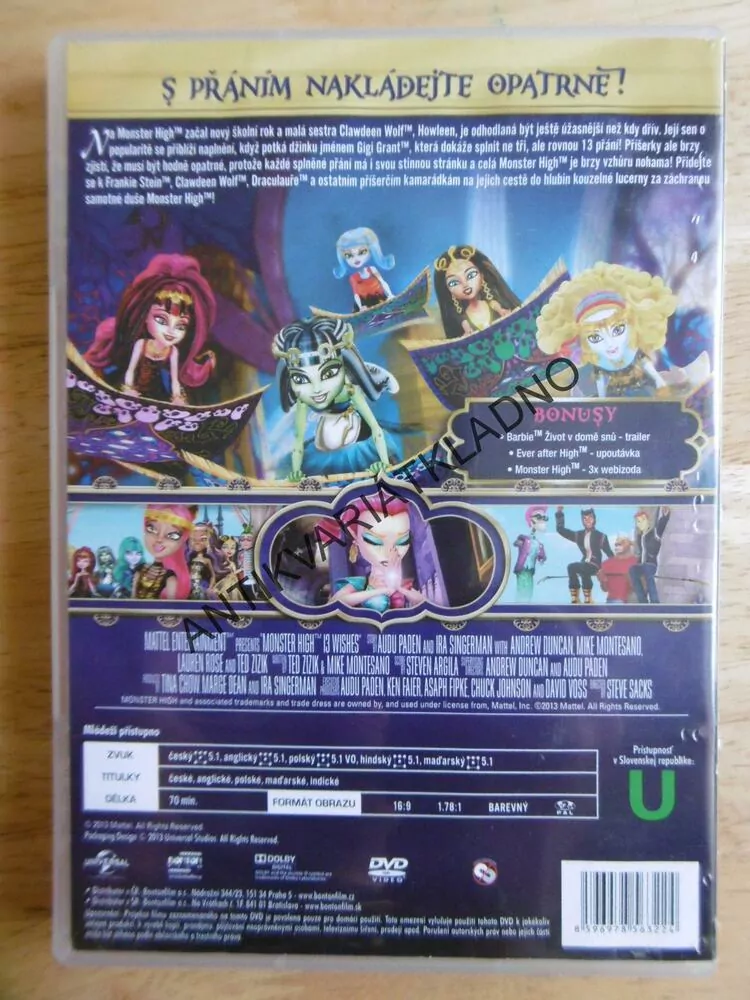 MONSTER HIGH, 13 PŘÁNÍ, DVD FILM