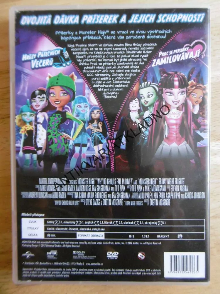 MONSTER HIGH, 2 FILMY, DVD FILM