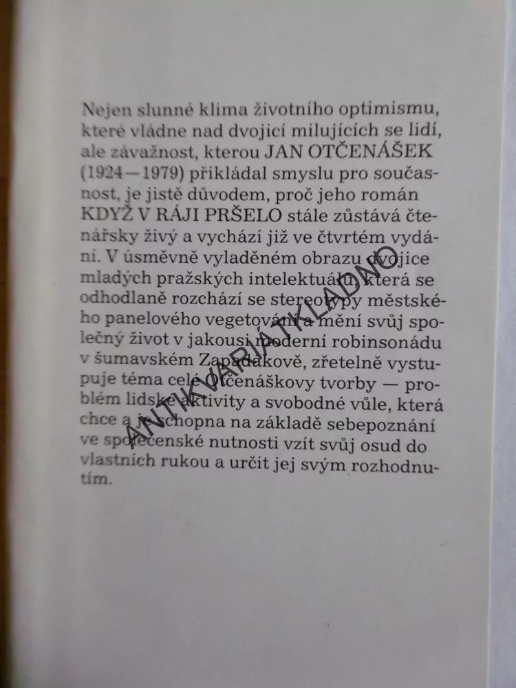 KDYŽ V RÁJI PRŠELO, JAN OTČENÁŠEK