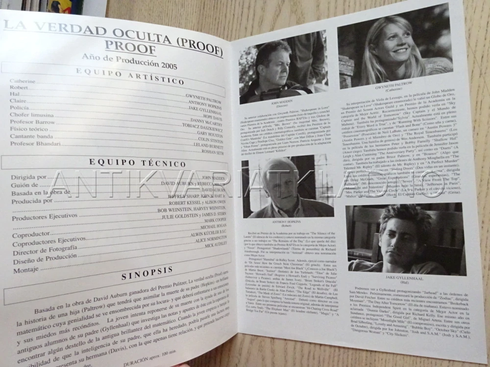 DŮKAZ, A. HOPKINS, FOTOSKA FILM USA 5628, PROGRAM