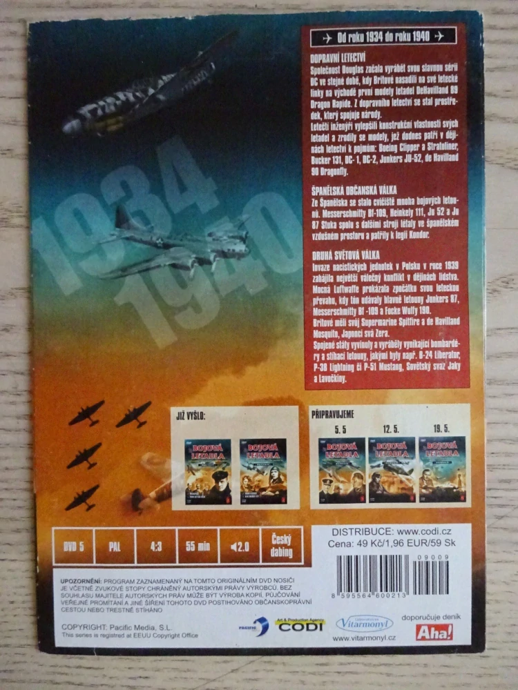 BOJOVÁ LETADLA 3, LETECTVÍ, DOKUMENT DVD FILM 2. SVĚT. VÁLKA
