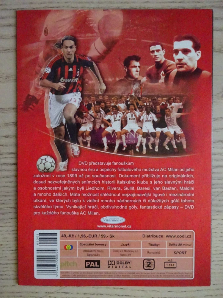 A. C. MILAN, SPORT, FOTBAL, DVD FILM DOKUMENT