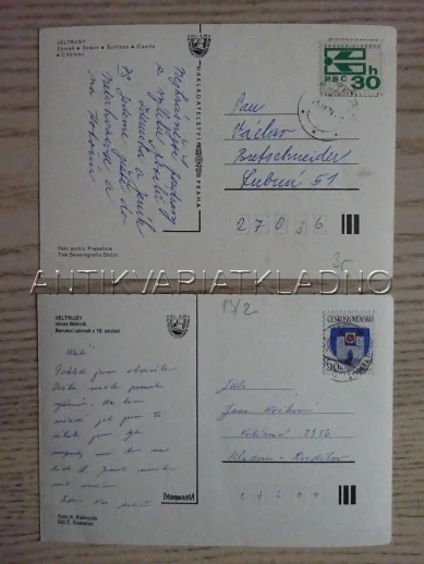 VELTRUSY, ZÁMEK, OKRES MĚLNÍK, 2 KUSY 