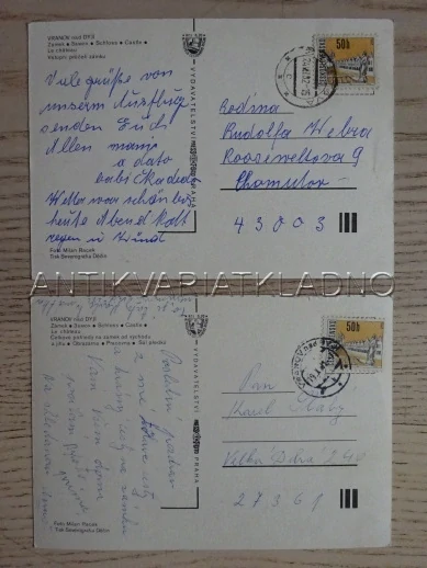 VRANOV NAD DYJÍ, ZÁMEK, OKRES ZNOJMO, 2 KUSY