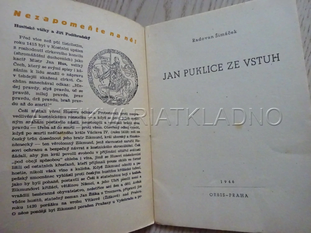 JAN PUKLICE ZE VSTUH, RADOVAN ŠIMÁČEK, **an