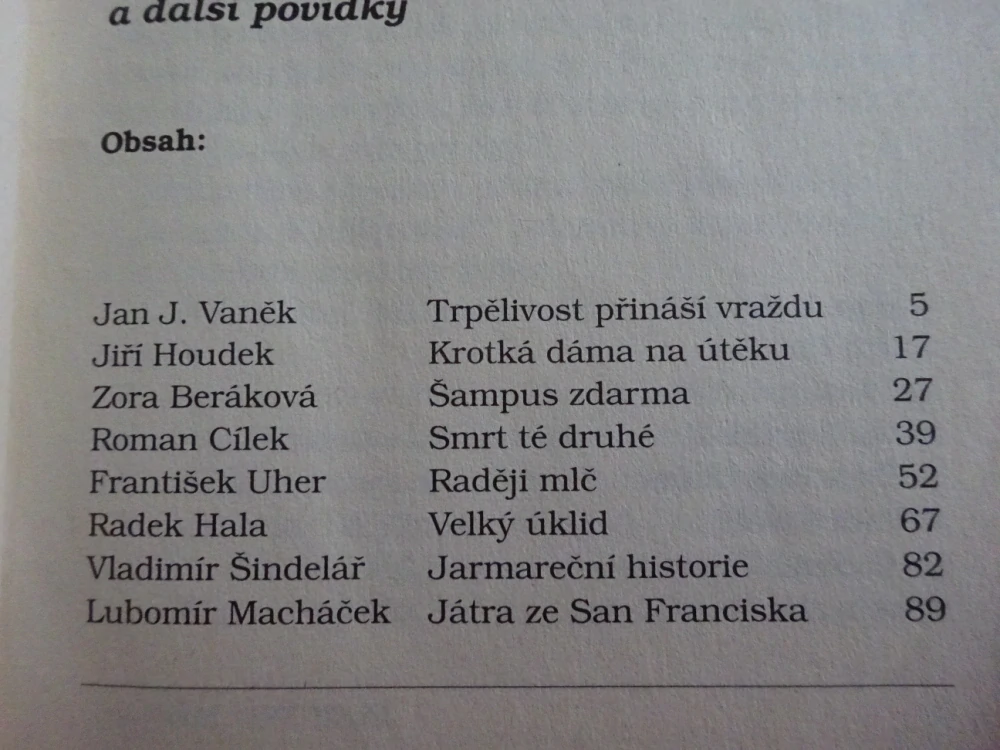 TRPĚLIVOST PŘINÁŠÍ VRAŽDU, **an
