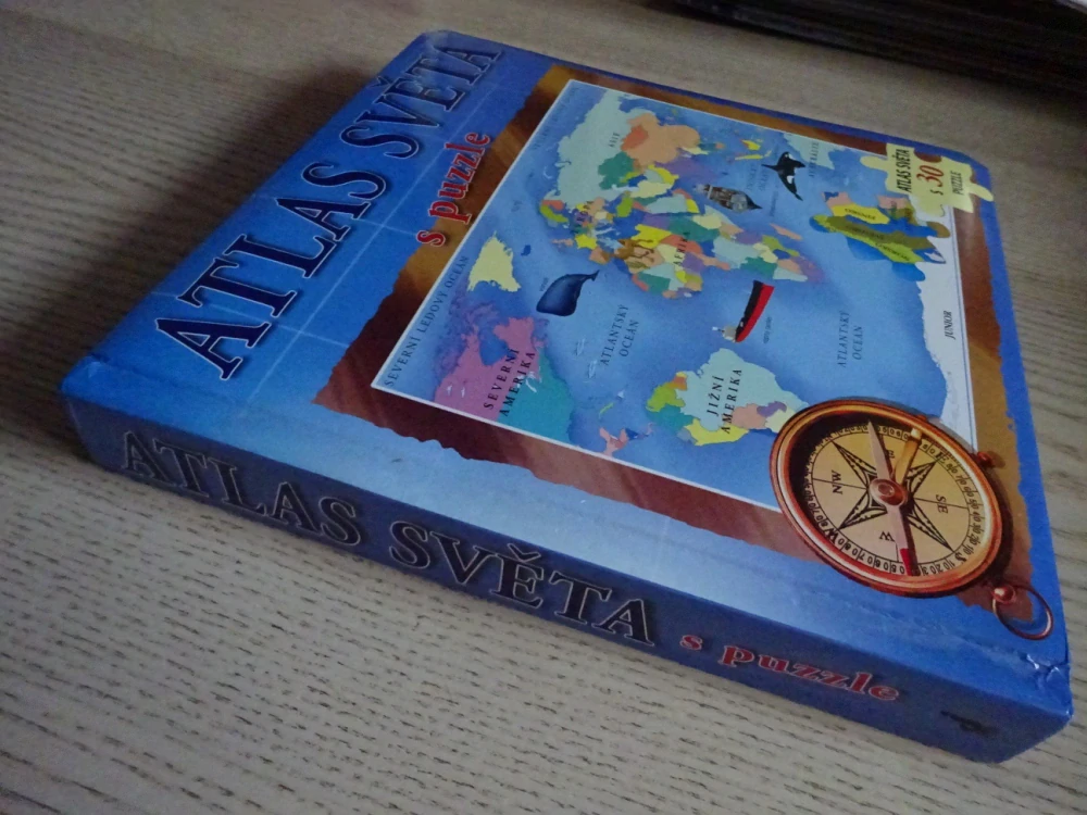 ATLAS SVĚTA S PUZZLE, **an