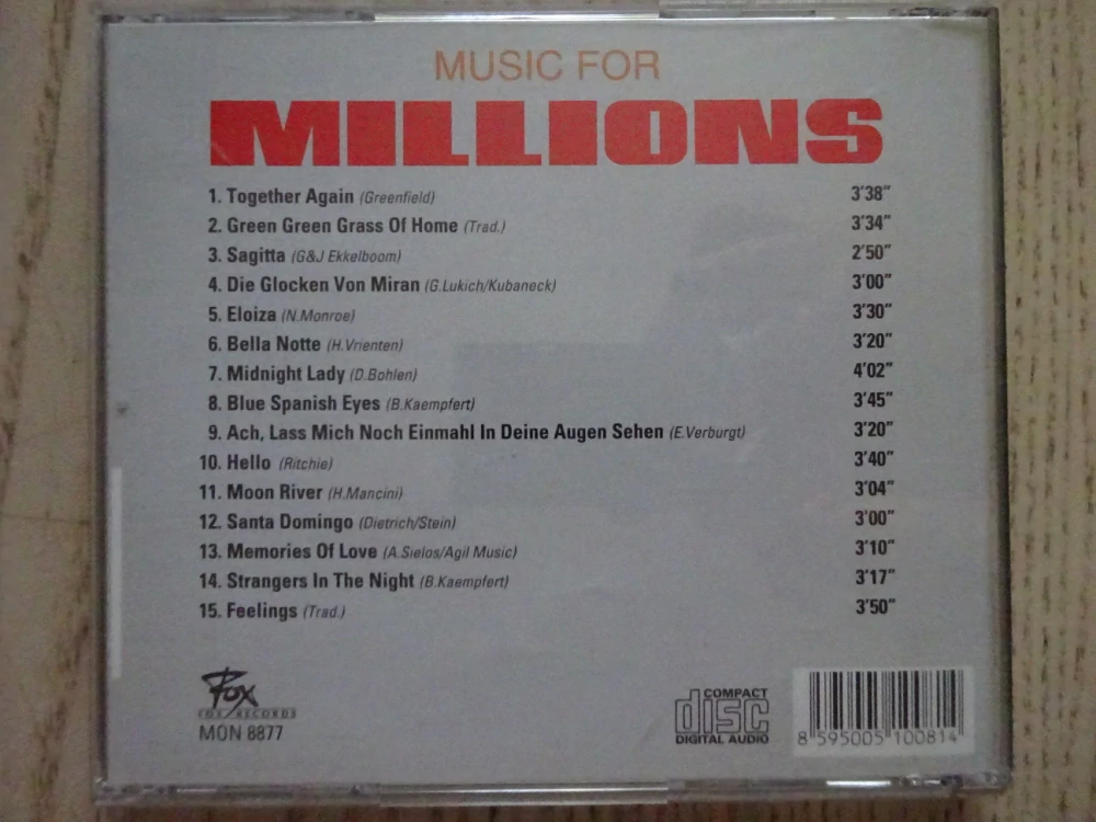 MUSIC FOR MILLIONS, VOL. 1, CD HUDBA