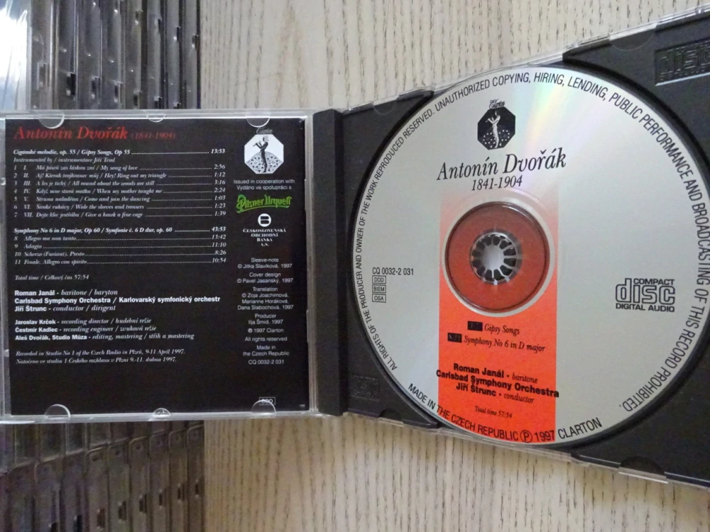 ANTONÍN DVOŘÁK, GIPSY SONGS, SYMPHONY NO. 6, CD HUDBA