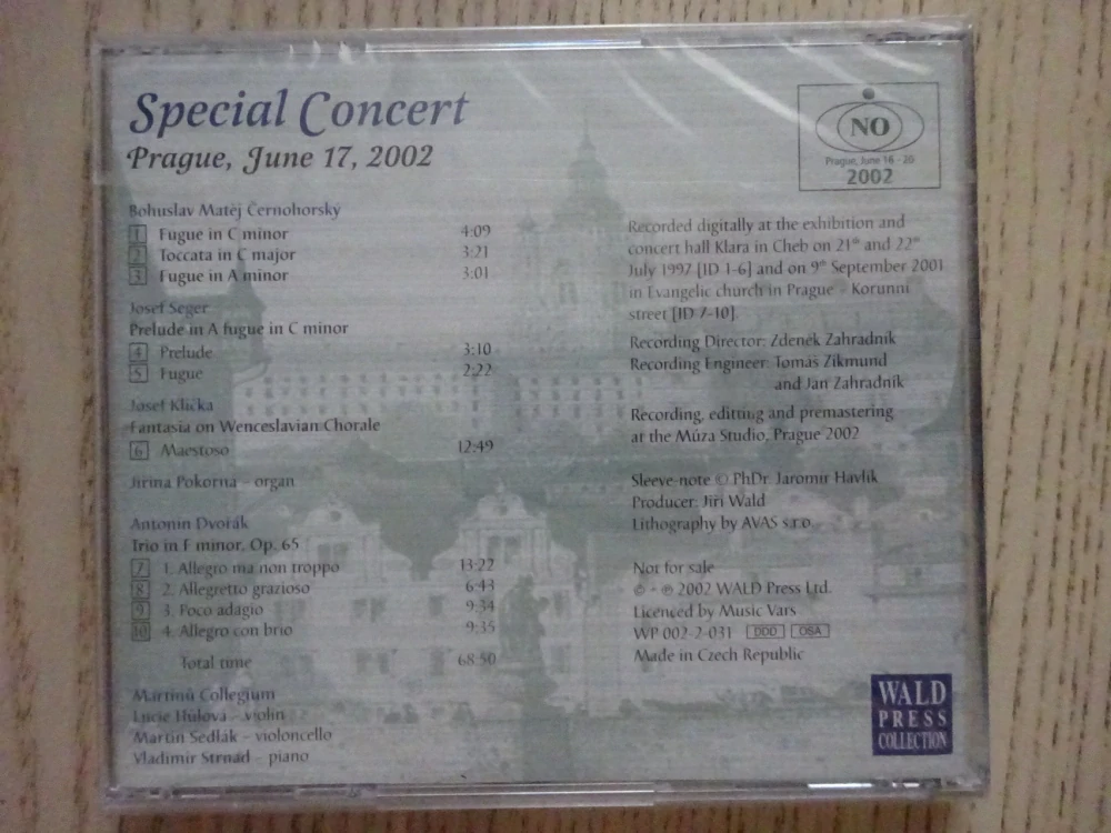 SPECIAL CONCERT, CZECH ORGAN MUSIC, ANTONÍN DVOŘÁK, CD HUDBA